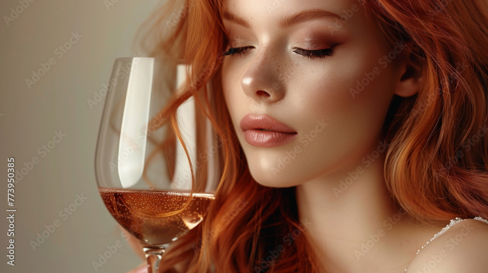 お酒を飲む女性のポートレート お酒を飲む女性のポートレート