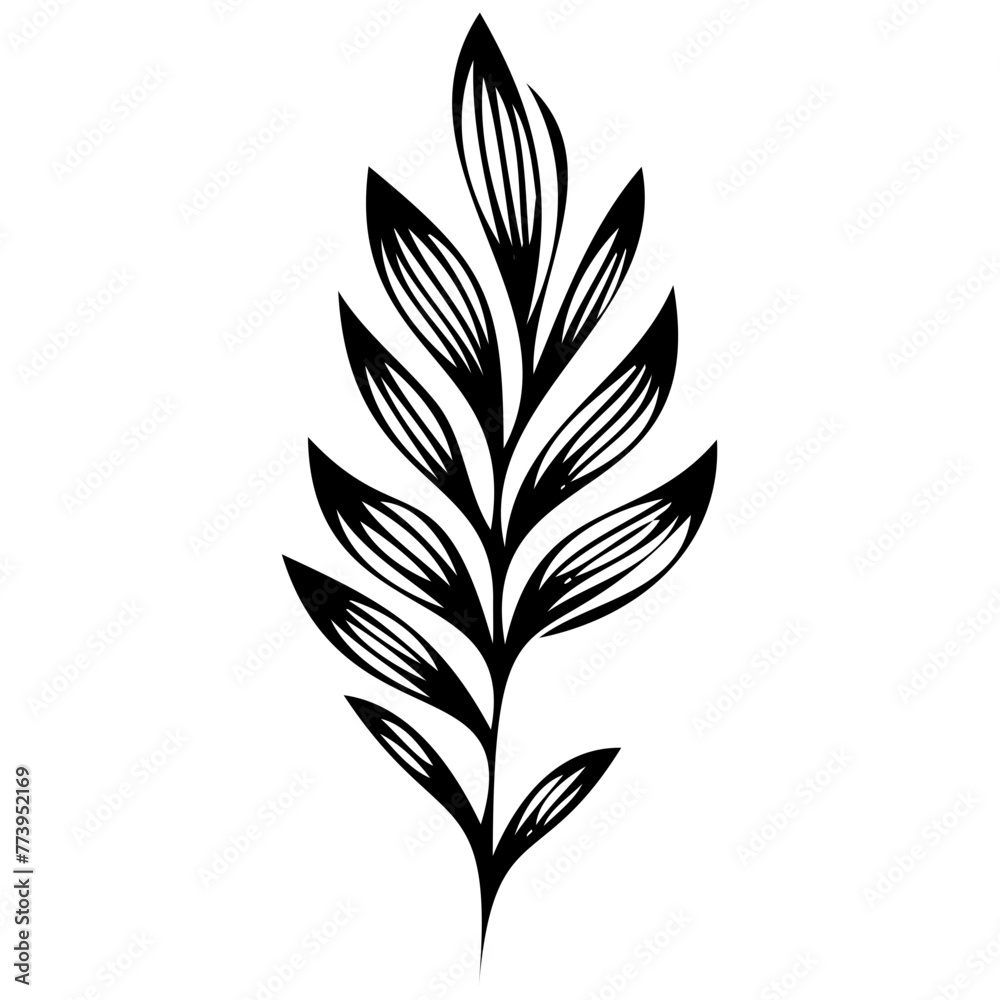 Hand drawn winter leaves and branches. Floral twig, botanical branch with berry and leaf doodle. Plant leaf feather and fir tree branches element. Isolated vector icons Hand drawn winter leaves and branches. Floral twig, botanical branch with berry and leaf doodle. Plant leaf feather and fir tree branches element. Isolated vector icons