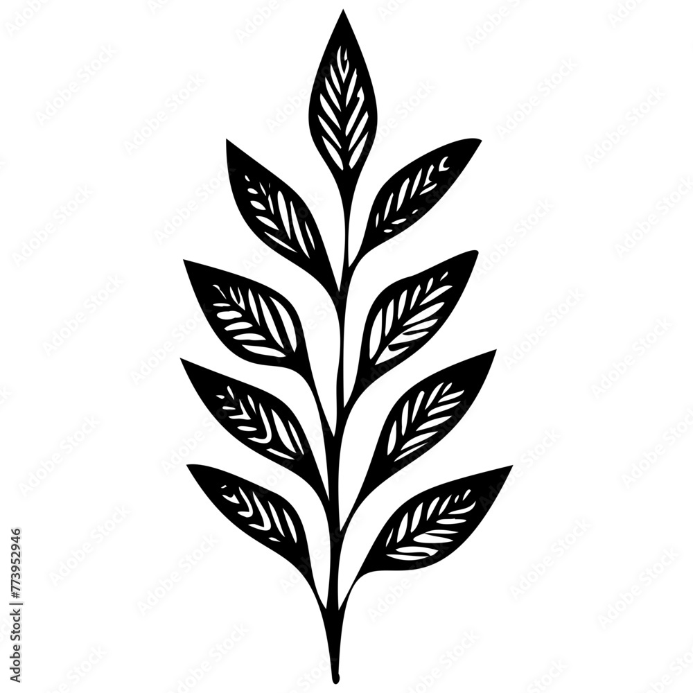 Hand drawn winter leaves and branches. Floral twig, botanical branch with berry and leaf doodle. Plant leaf feather and fir tree branches element. Isolated vector icons Hand drawn winter leaves and branches. Floral twig, botanical branch with berry and leaf doodle. Plant leaf feather and fir tree branches element. Isolated vector icons
