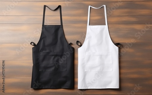 White and black aprons, apron mockup, clean apron