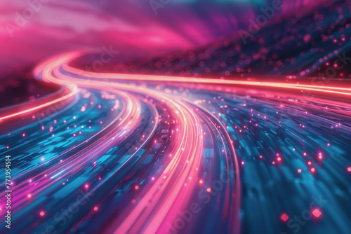 Pastel lighting, Internet Technology. How information and media move around the internet.