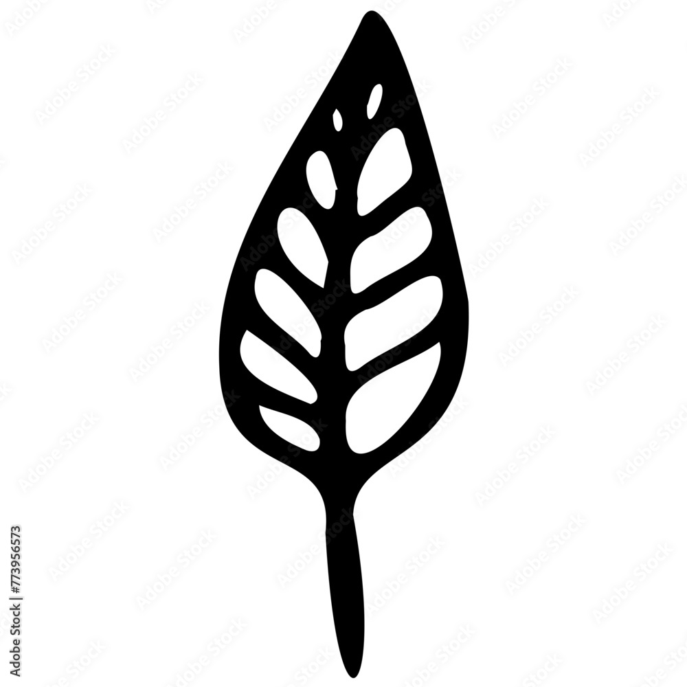 Hand drawn leaves line linear black strock Symbol visual illustration Hand drawn leaves line linear black strock Symbol visual illustration