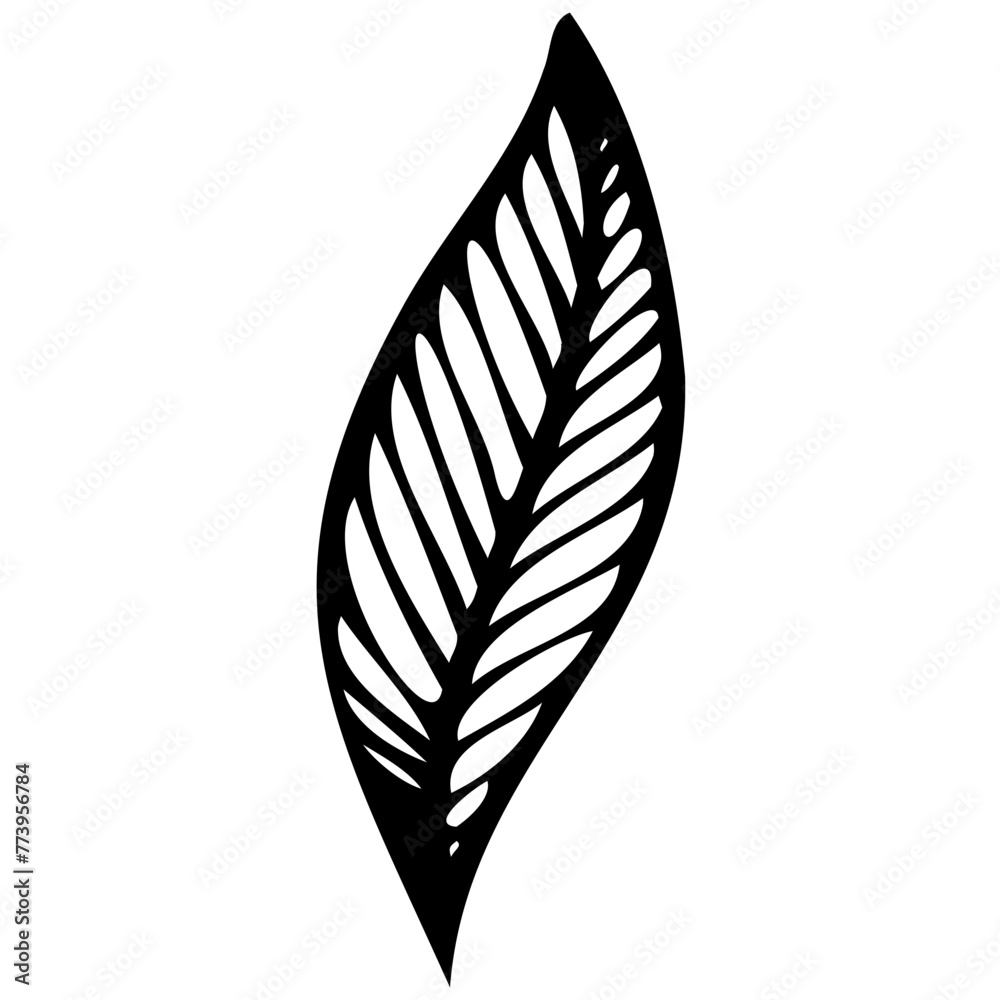 Hand drawn leaves line linear black strock Symbol visual illustration Hand drawn leaves line linear black strock Symbol visual illustration