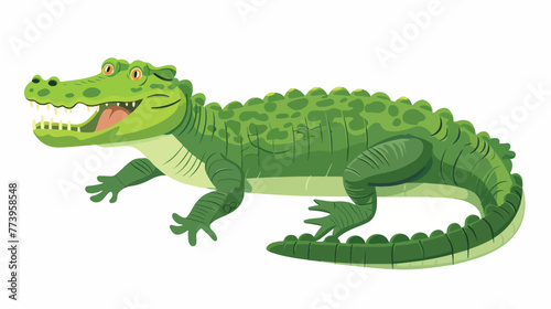 Cartoon crocodile isolated on white background flat vector © Mishab