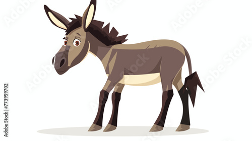 Cartoon donkey flat vector isolated on white background