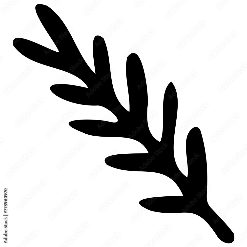 Hand drawn leaves line linear black Strock Symbol visual illustration Wild plant leaves hand drawn black on white background. Forest branch silhouette Hand drawn leaves line linear black Strock Symbol visual illustration Wild plant leaves hand drawn black on white background. Forest branch silhouette