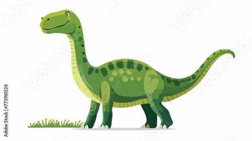 Cartoon green dinosaur on white background flat vector © Mishab