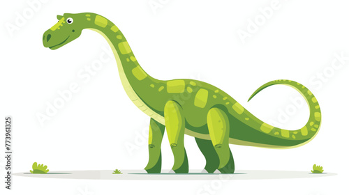 Cartoon green dinosaur on white background flat vector