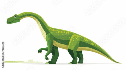 Cartoon green dinosaur on white background flat vector