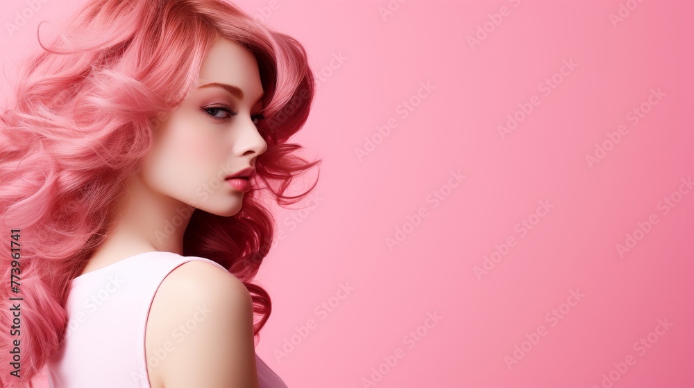 Woman With Pink Hair Posing for Picture Woman With Pink Hair Posing for Picture