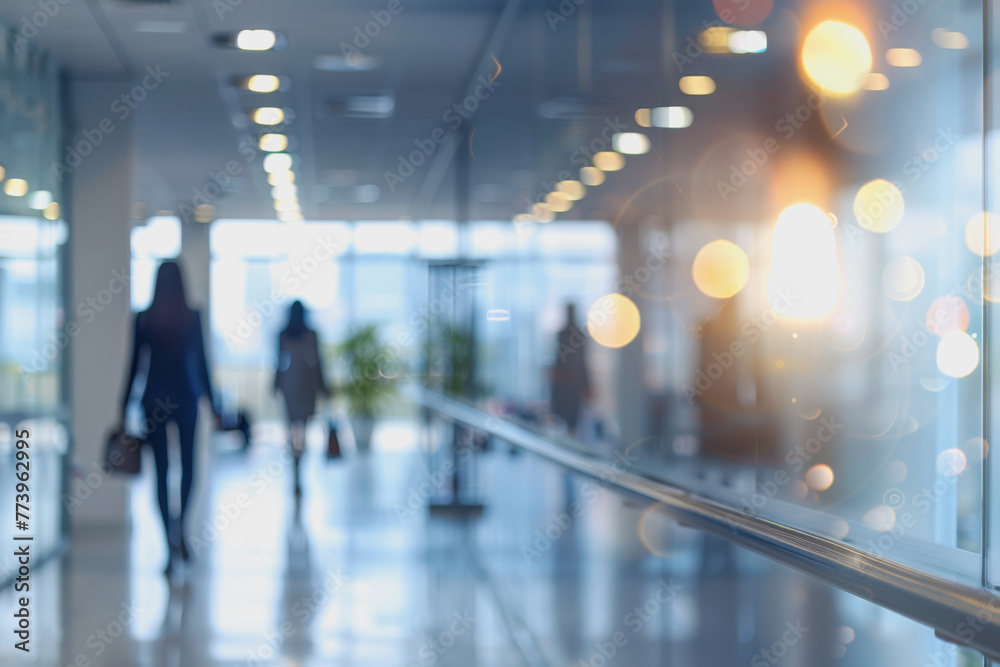 Modern office with business people in the office, blurred and bokeh background.