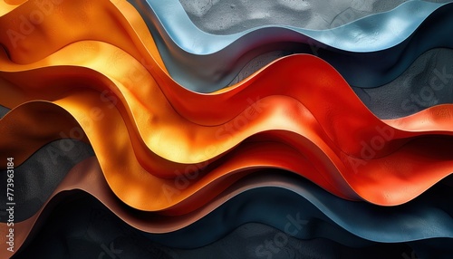 Modern, Soft Pop, squishy textures on dark gray background. Abstract Waves of Color, Flowing Curves and Bold Hues. 