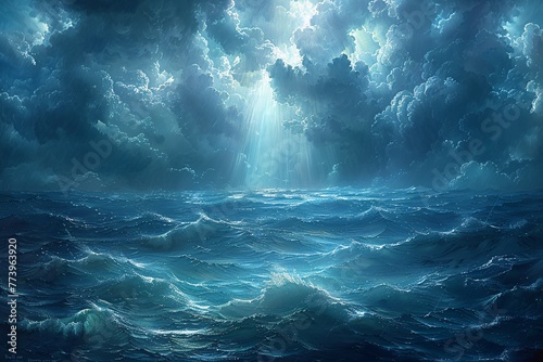 A Glimpse of Heaven A Celestial Ocean Scene Generative AI