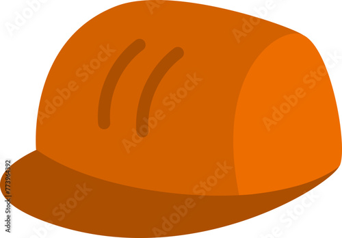 Orange hard hat icon. Construction site workwear illustration. Builder protection helmet picture isolated on white background.