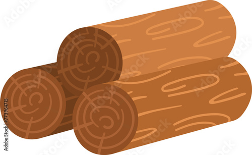 Vector log pile icon. Wood planks illustration isolated on white background. Brown woodpile picture .