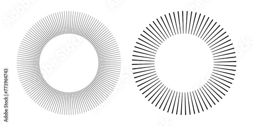 Set of Circle Design Elements. Circular Radial Rays for Round Frames. 