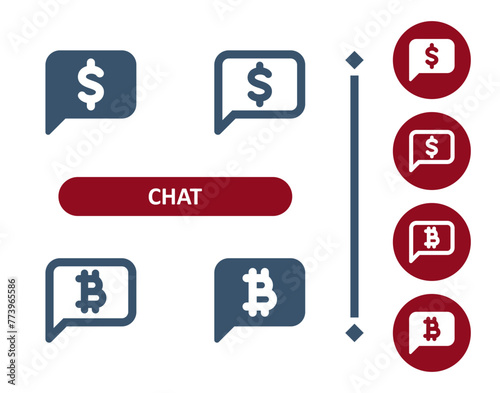 Chat Bubbles Icon. Speech Bubble, Comment, Dollar, Bitcoin, Cryptocurrency, Crypto Currency Icon