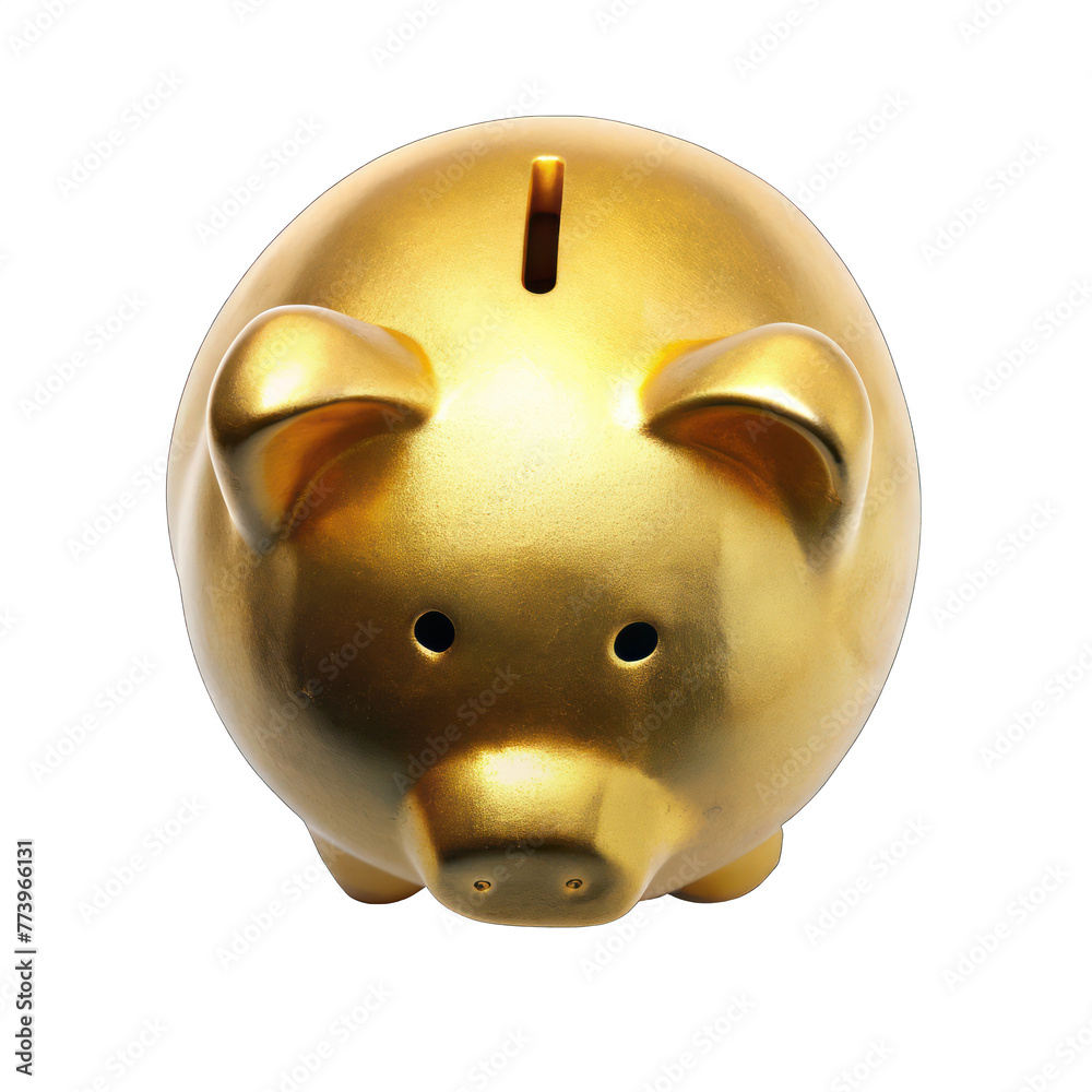 a gold piggy bank isolated on transparent background. png a gold piggy bank isolated on transparent background. png