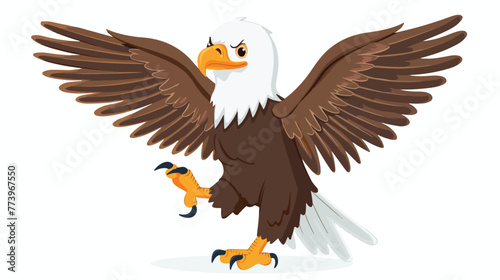 Cute Cartoon eagle cartoon waving flat vector