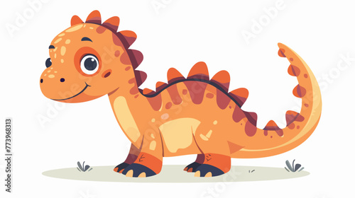 Cute dinosaur cartoon flat vector isolated on white background