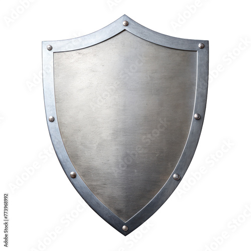 a metal silver shield isolated on transparent background. png