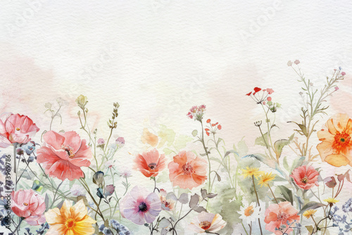 Watercolor botanical watercolor arrangements with small flower Spring and summer For banner, poster Web and packaging