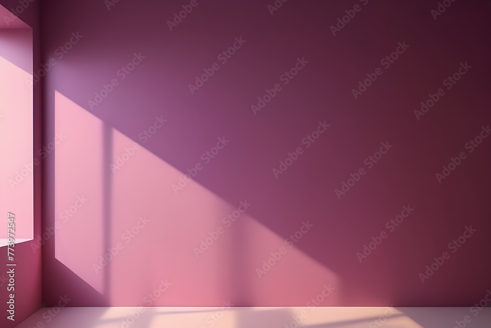 Minimalist Empty Room With Blurred shadow Gentle Lights On Maroon Wall, Empty Studio Room Minimalist Empty Room With Blurred shadow Gentle Lights On Maroon Wall, Empty Studio Room