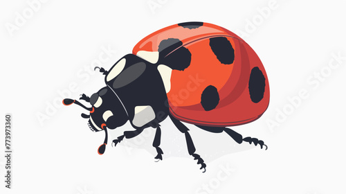 Cute ladybug on a white background in a flat style. Ch