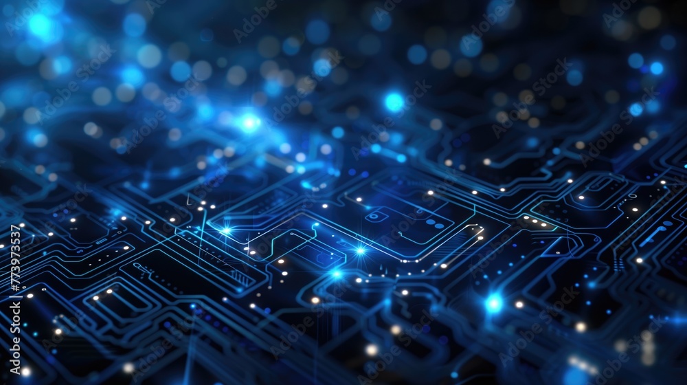 Fototapeta premium Close Up of an Electronic Circuit Board, electronic background