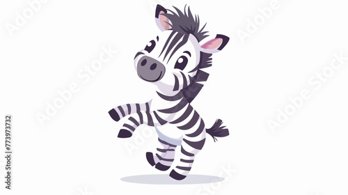 Cute little zebra dancing cartoon character mascot fla