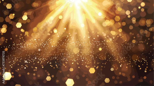Dark gold glitter sparkles rays lights bokeh festive e