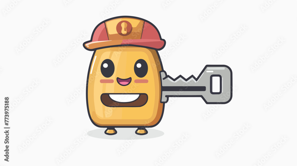 Mascot cartoon of car key as a mechanic  cute style d - obrazy, fototapety, plakaty 