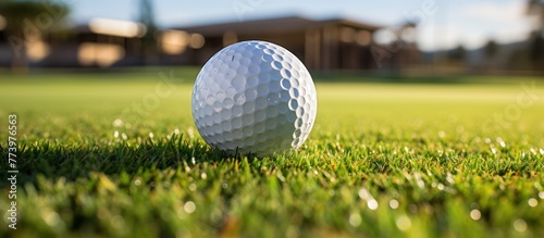 close up of golf ball with blurred background