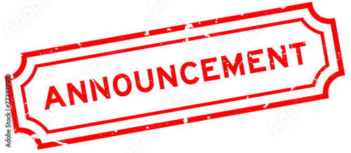 Grunge red announcement word rubber seal stamp on white background