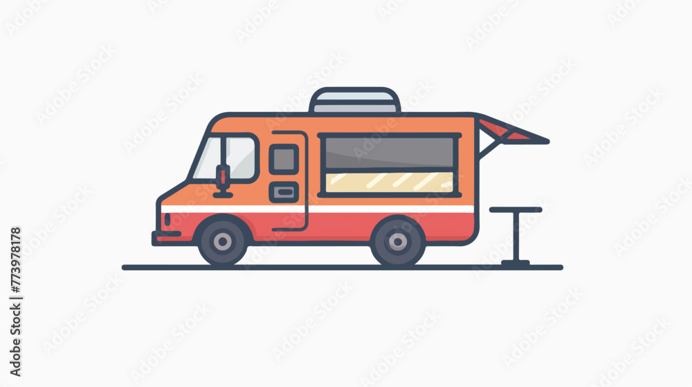 Food truck logo icon. foodtruck kitchen street icon flat