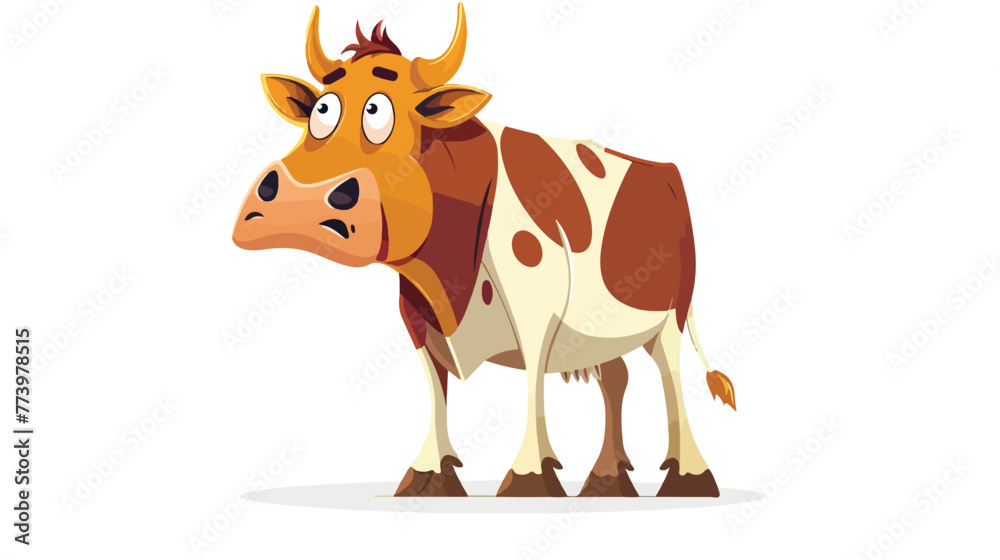 Funny Cow Looking Panicked Isolated Cartoon Vector fla