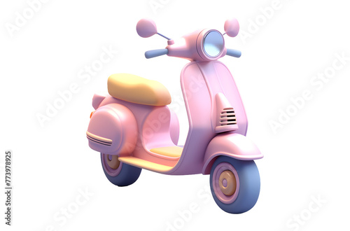 3d pink scooter isolated on white