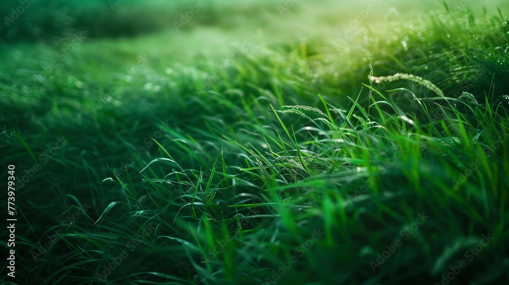 Highlight a vibrant green grass field with varying textures, offering a lively and dynamic backdrop for advertising imagery. 