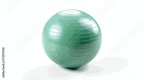 Green fitness ball isolated on white background. Pilat