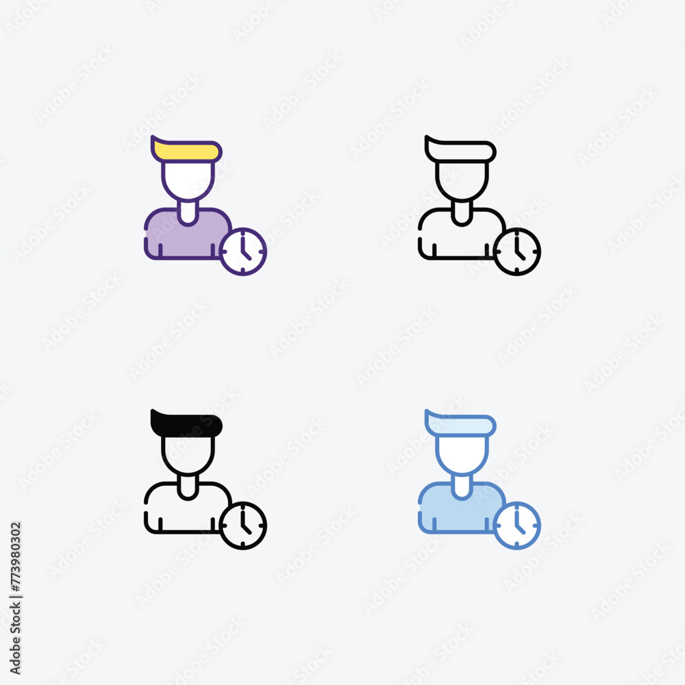 Person Hour icon in 4 different style vector stock illustration. Person Hour icon in 4 different style vector stock illustration.