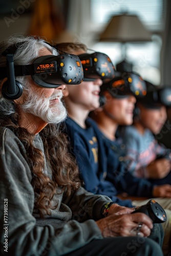 Intergenerational Family Engaged in Virtual Reality Gaming.