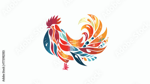 Illustration for the new year. Stylized rooster symbol