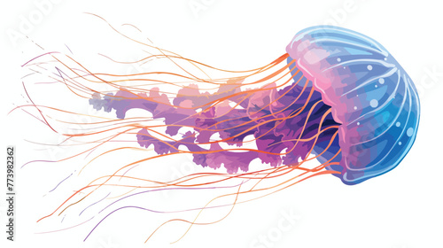 Illustration of a jellyfish flat vector isolated on white