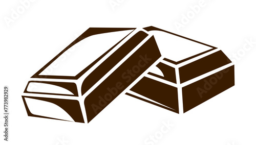 Chocolate piece icon. Hand drawn outline. Sketch style. Illustration isolated on white background.