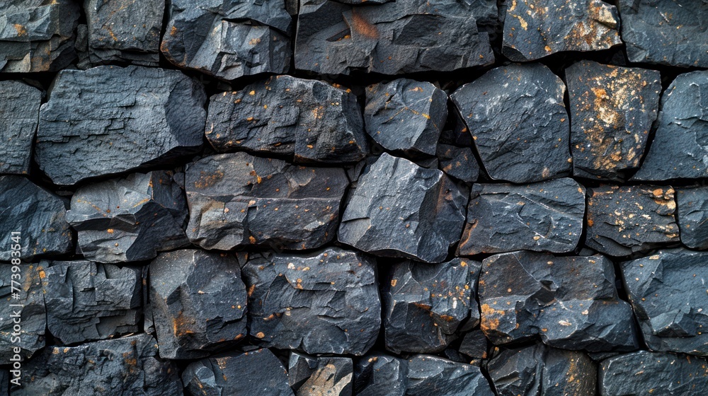 Horizontal black stone texture for pattern and background