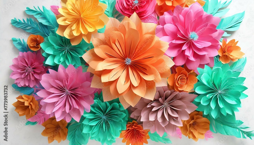 Colorful Paper Blooms: Vibrant Spring Bouquet Colorful Paper Blooms: Vibrant Spring Bouquet