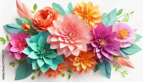 Colorful Paper Blooms  Vibrant Spring Bouquet 