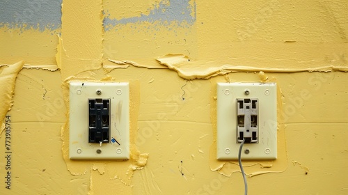The process of fitting electrical outlets in drywall is executed with expertise by an electrician on site © Orxan