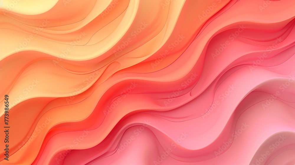 Fototapeta premium Gradient Wave Background Merging Tones of Peach and Coral. Vibrant Sunset Gradient Concept.