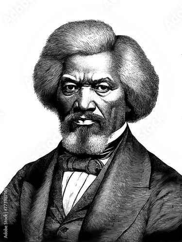 Eloquent Orator Frederick Douglass Portrait Capturing Strength and Dignity, generative AI